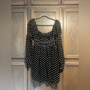 Lucy Paris Black Babydoll Dress with White Flowers